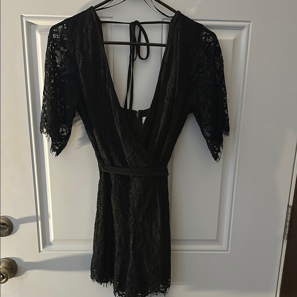 Blue Rain black lace women’s romper.
